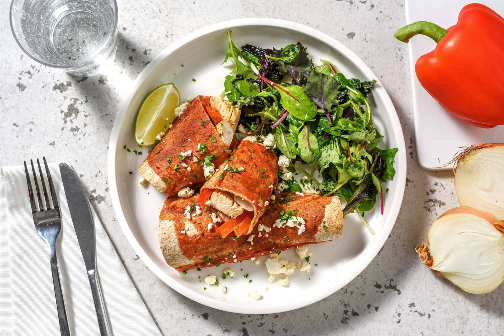 Enchiladas tex-mex poulet, poivron & cheddar