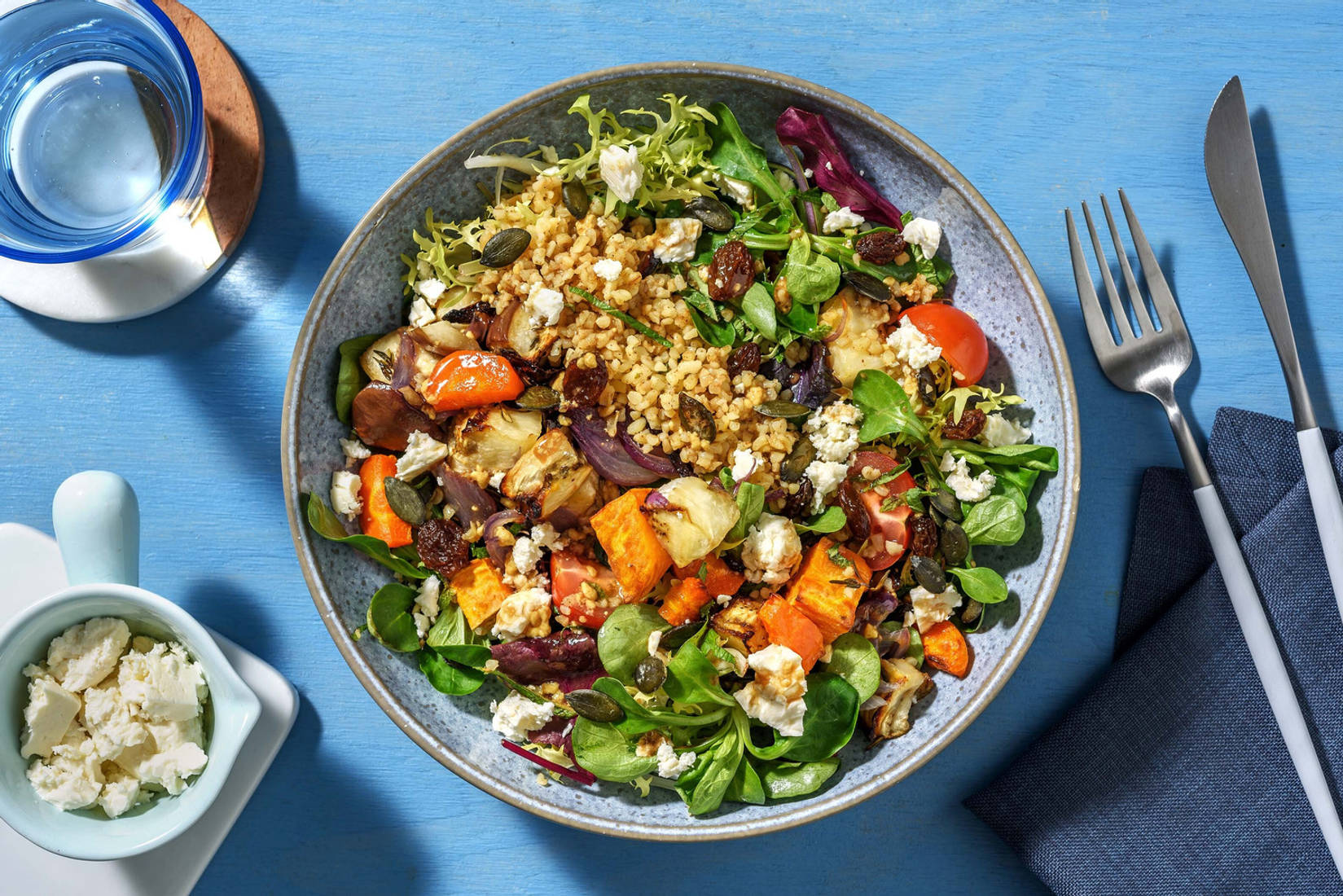 Bowl de boulgour aux légumes rôtis