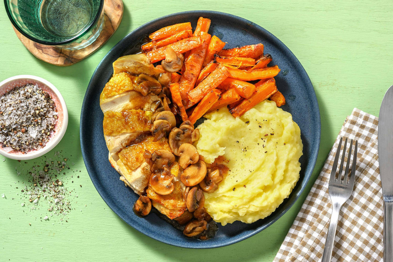 Roasted Chicken in Red Wine Mushroom Sauce