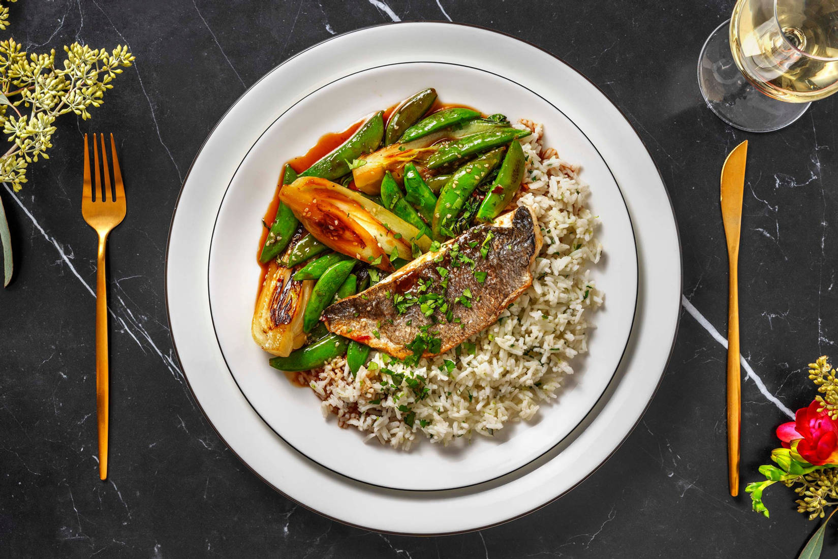 Crispy Sea Bream and Lime Coriander Rice