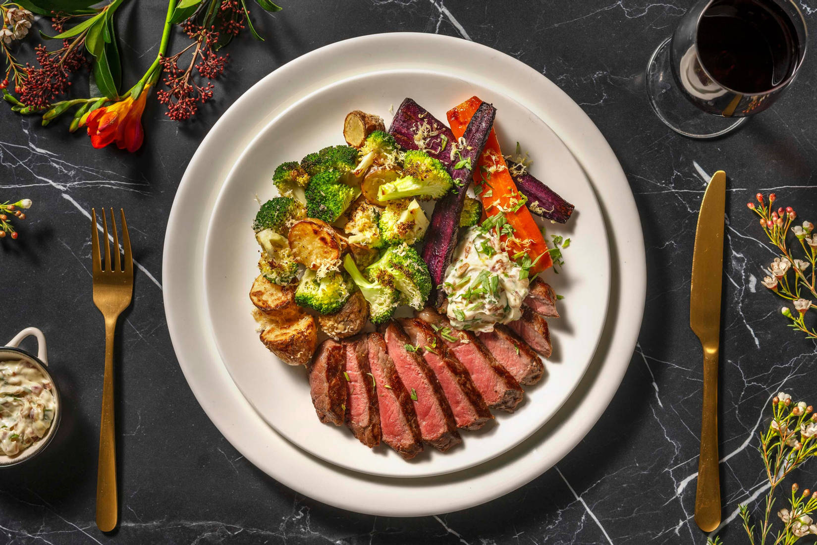 Stegt steak og bearnaisedip