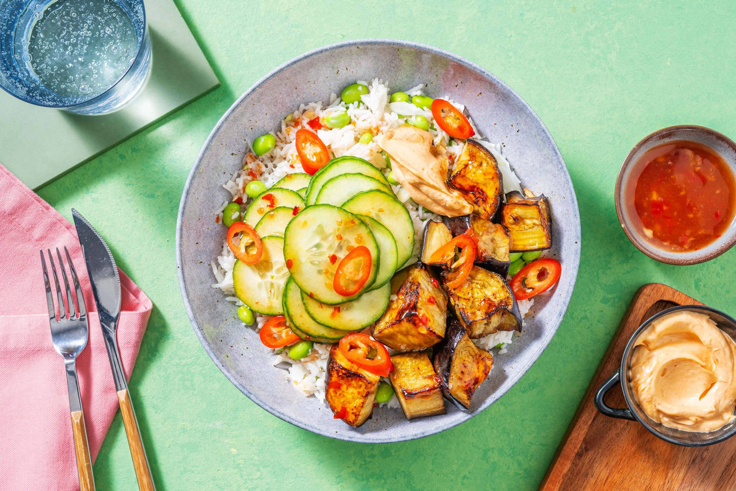 Bunte Bowl mit glasierter Aubergine