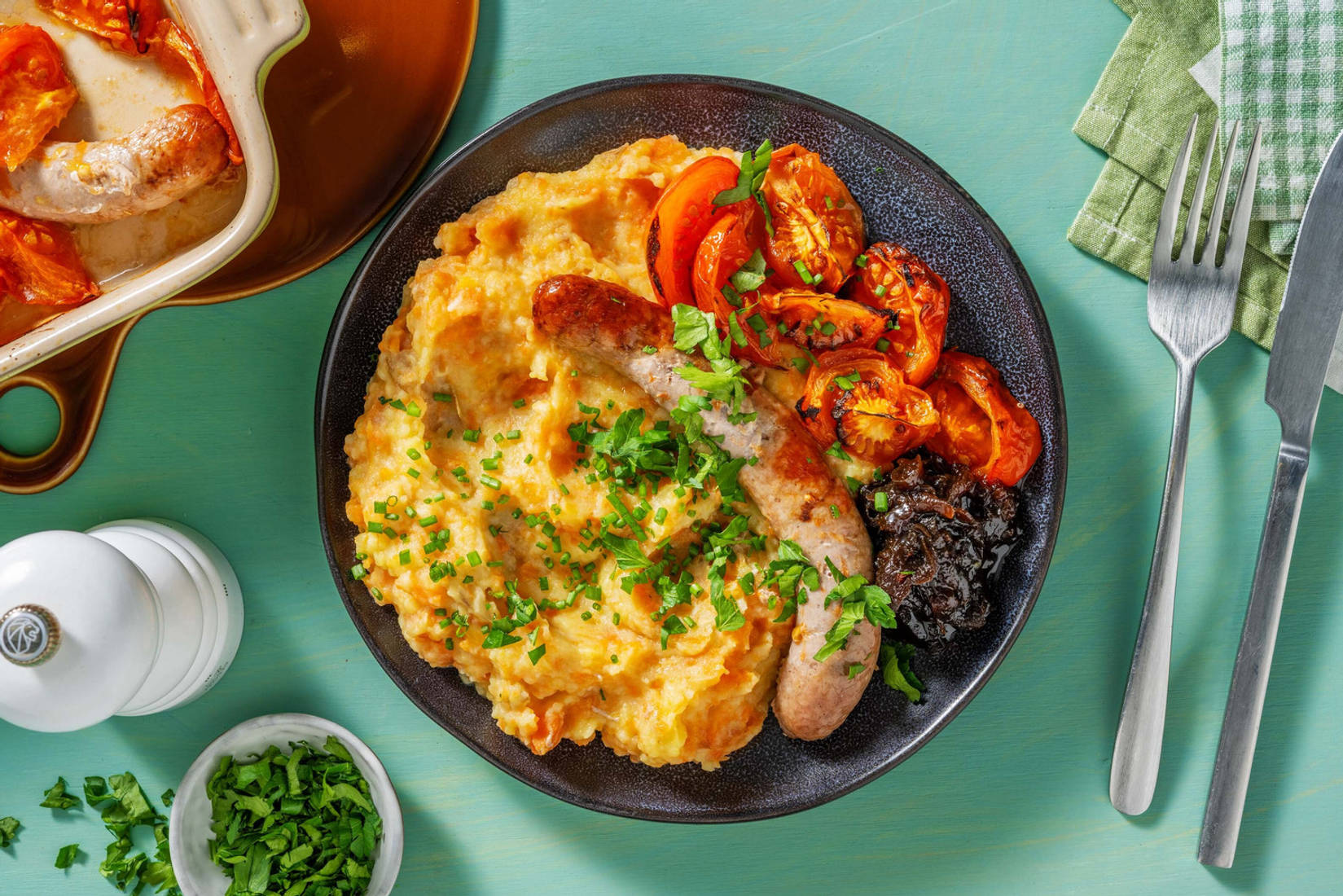 Boerenworst met pastinaak-wortelstoemp