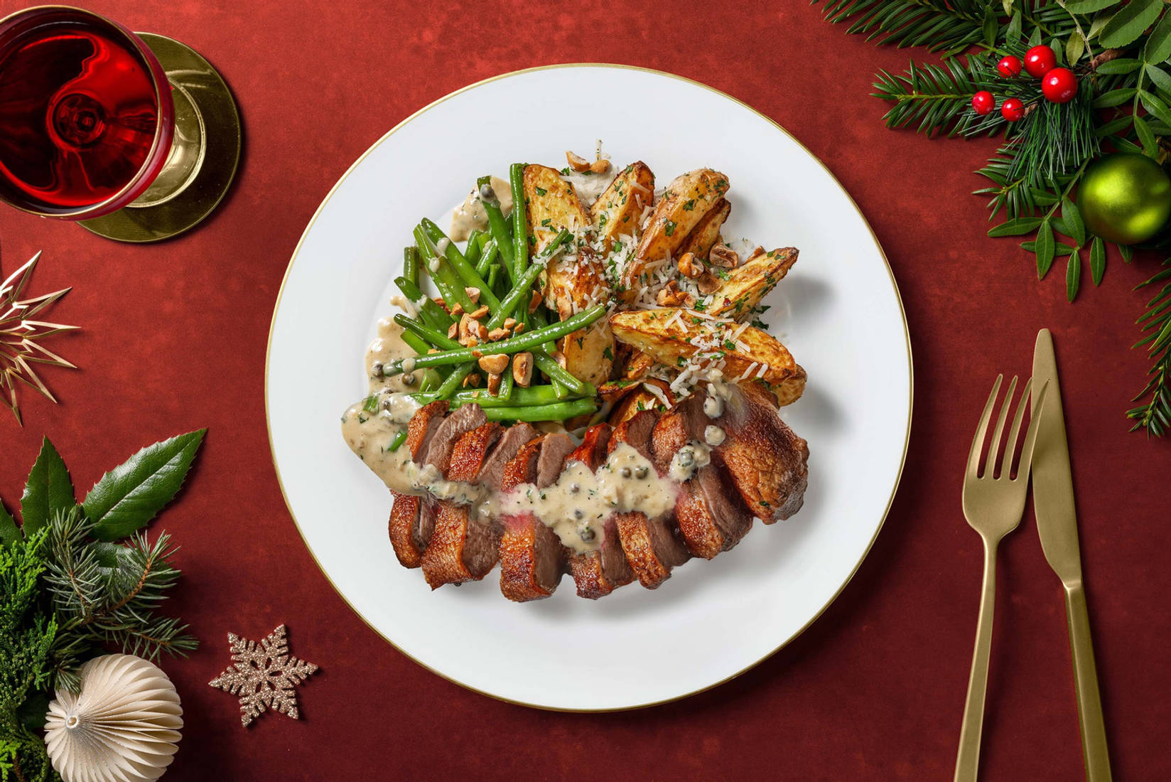 Entenbrust in grünem Pfefferrahm