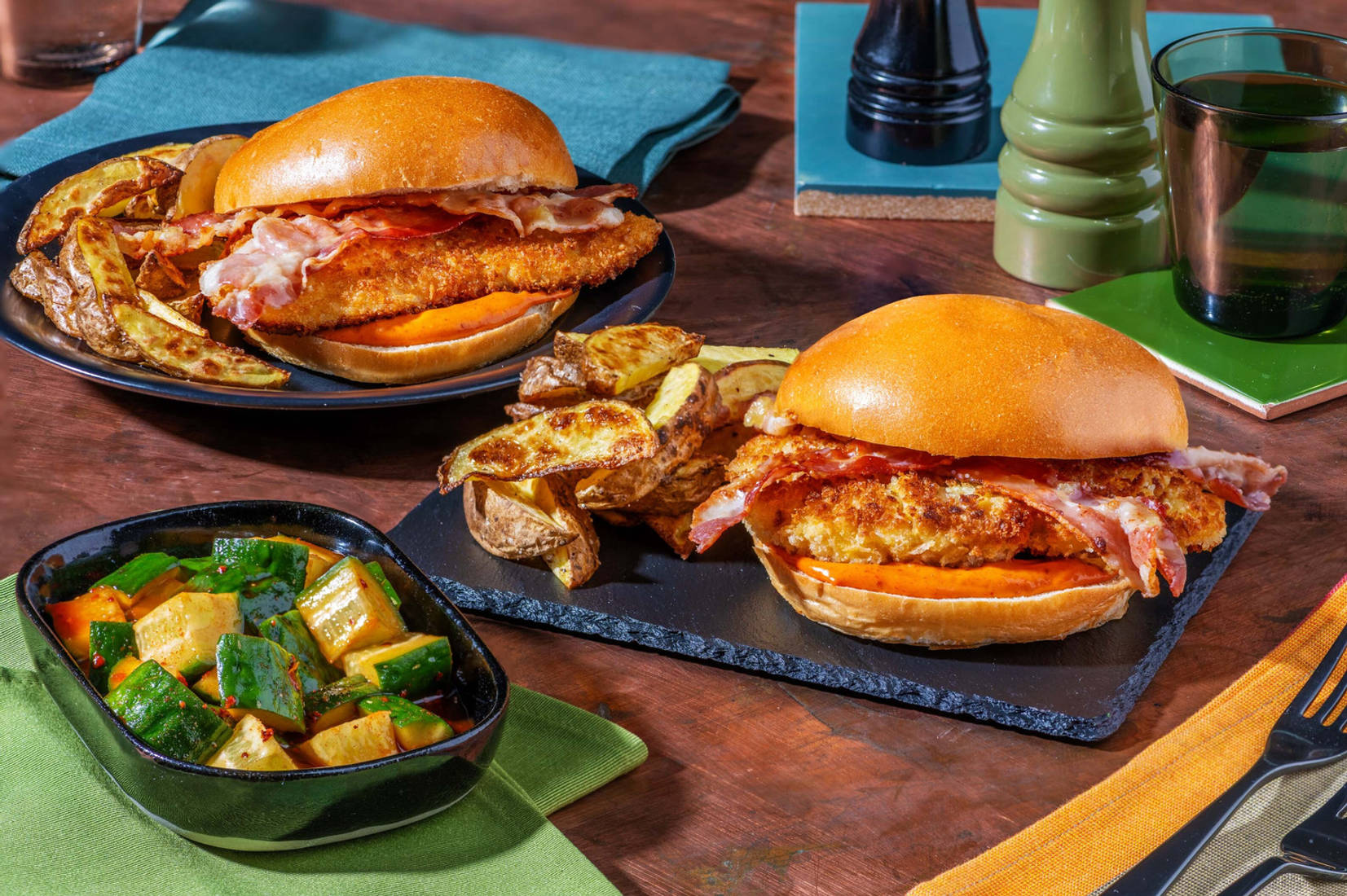 Fried Chicken and Honey Bacon Burger