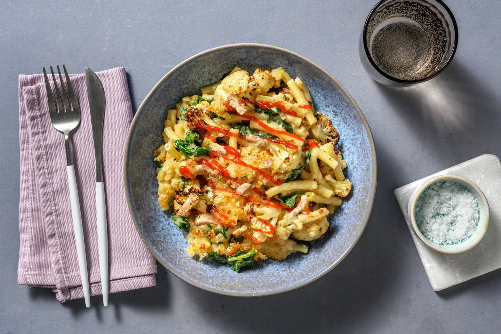 Bacon, Blue Cheese and Cauliflower Mac and Cheese