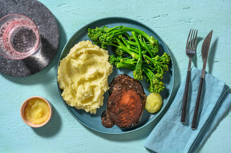 Bio-Rinderhüftsteak mit Pflaumensoße & Apfelkompott