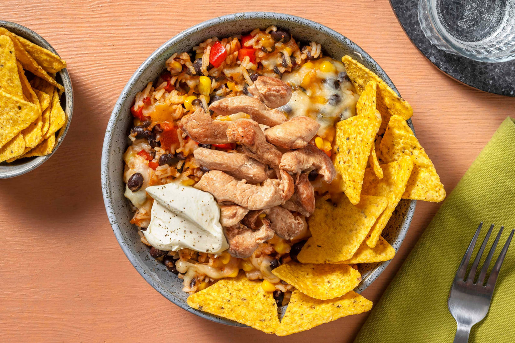 Cheesy Enchilada-Reispfanne mit extra Bio-Hähnchen