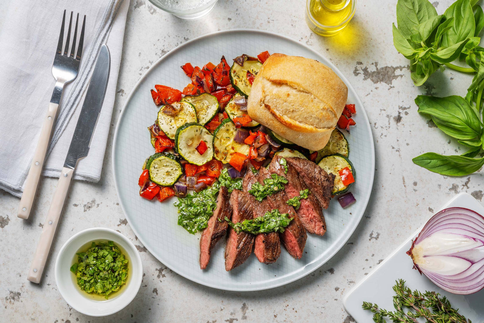 Pavé de bœuf sauce pistou