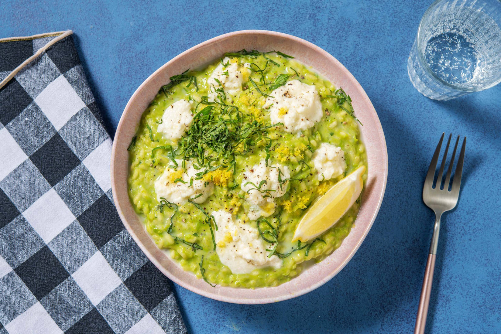 Risotto ai piselli con mousse di mozzarella