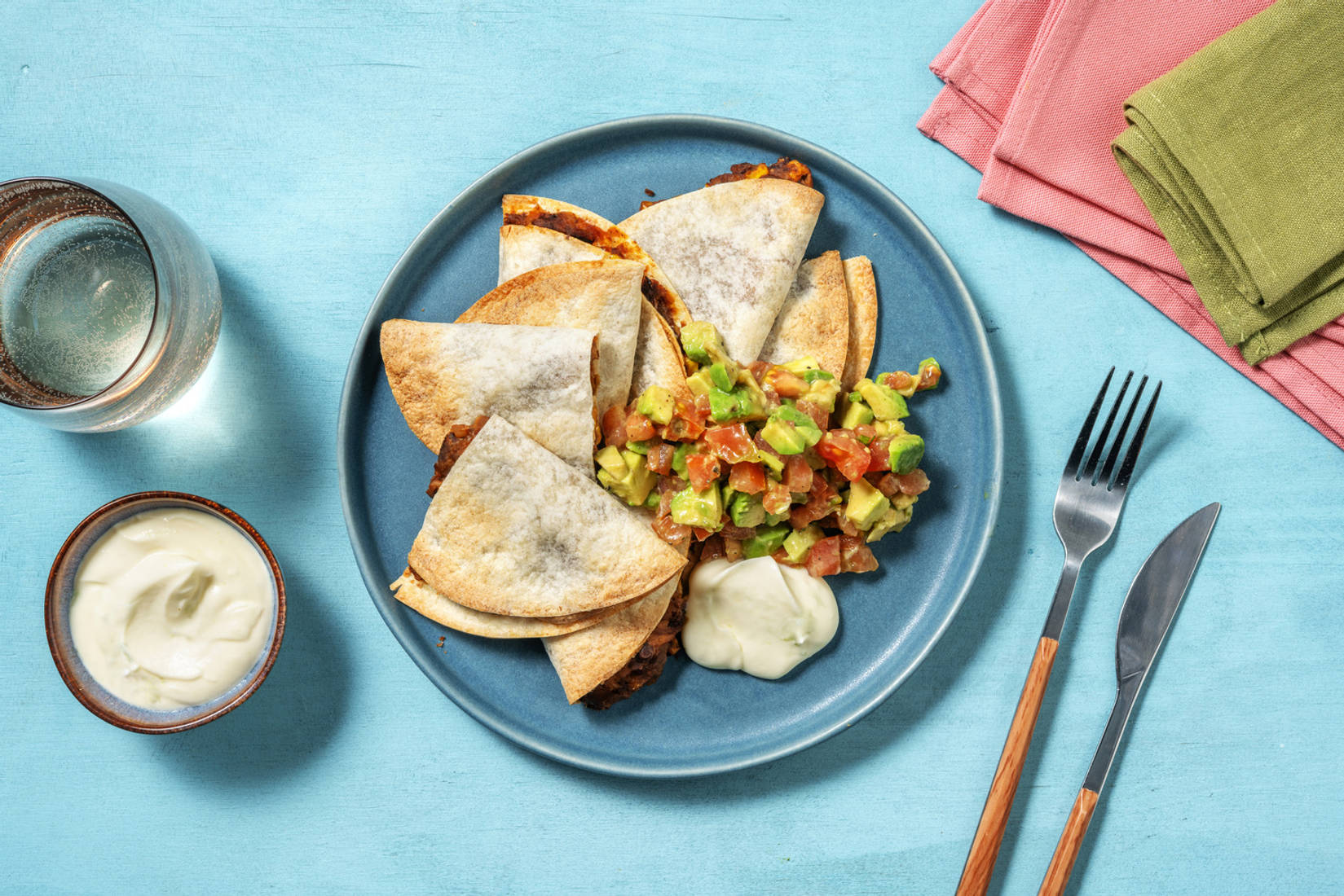 Krispiga vegetariska quesadillas