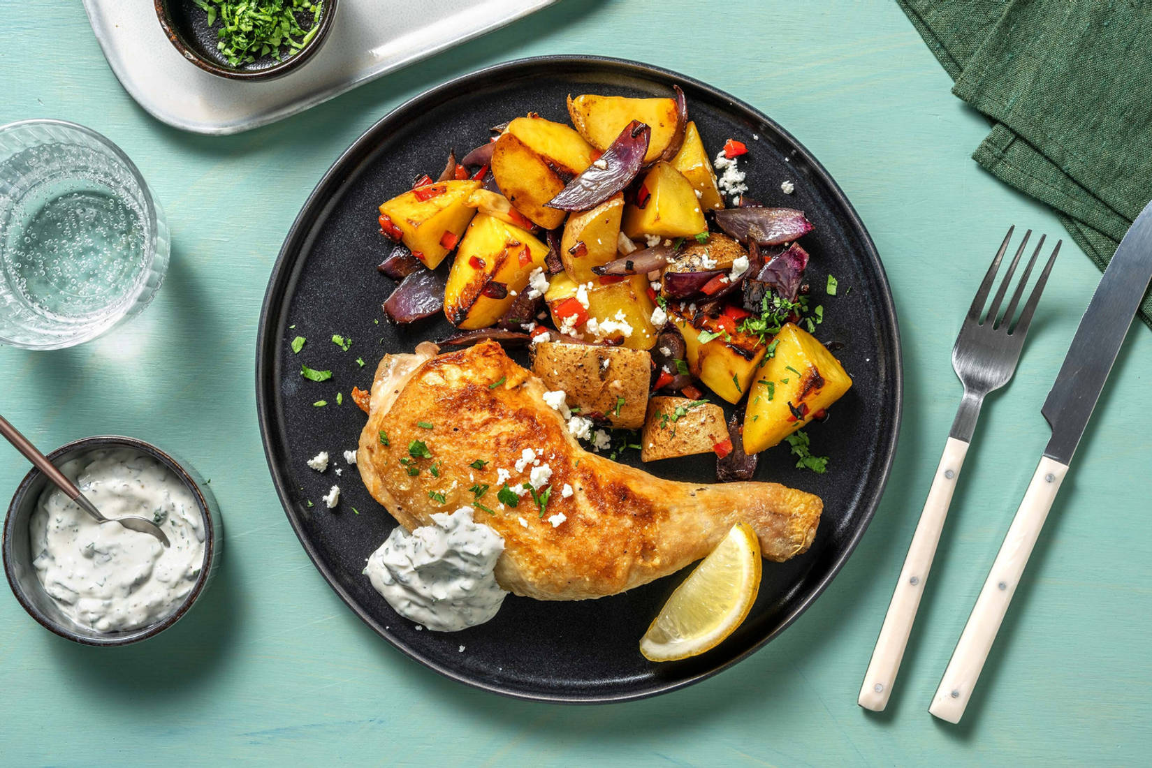 Cuisse de poulet rôtie & fromage grec