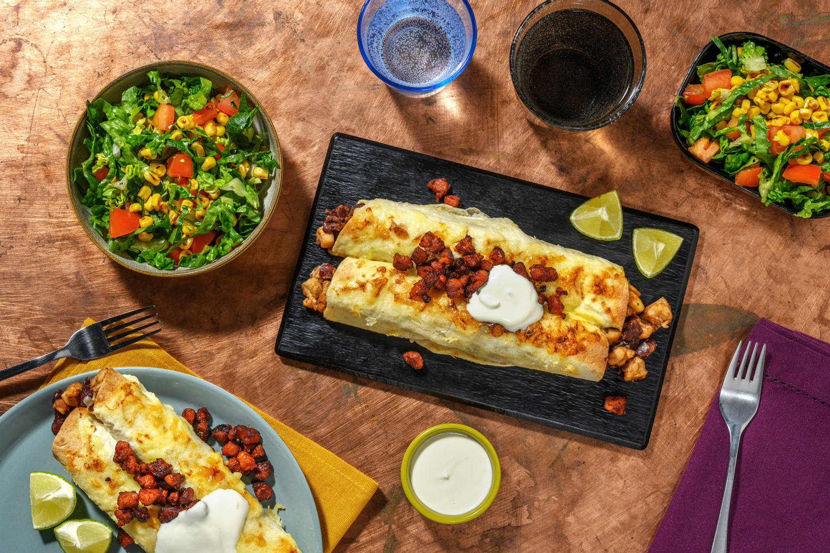 Cheddar, Chicken and Chorizo Enchiladas