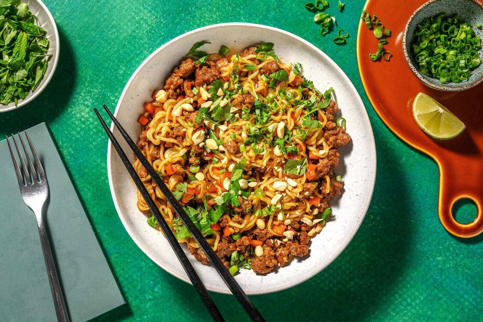 Wok de nouilles au bœuf à la thaï