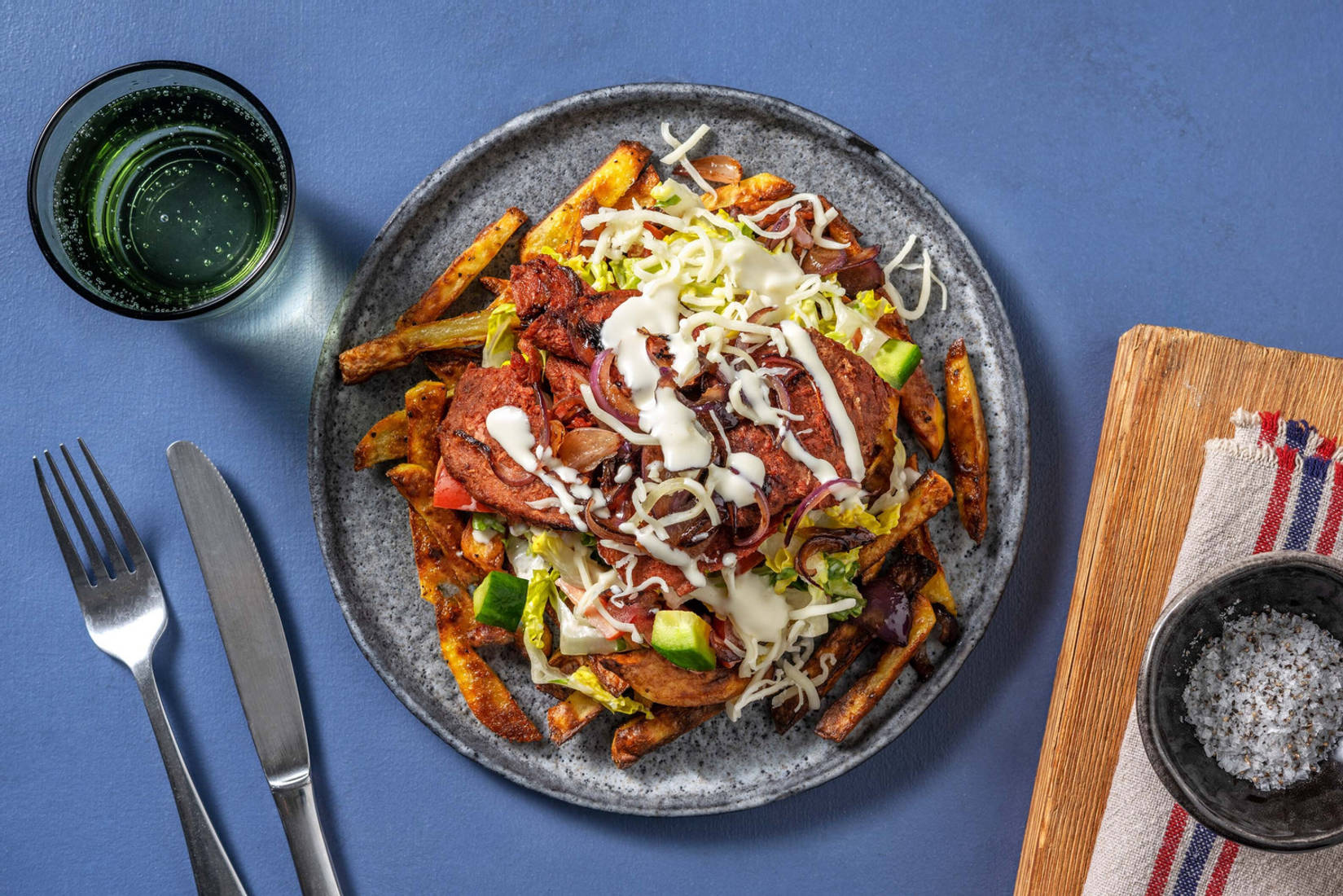 Kapsalon met vegetarische döner kebab