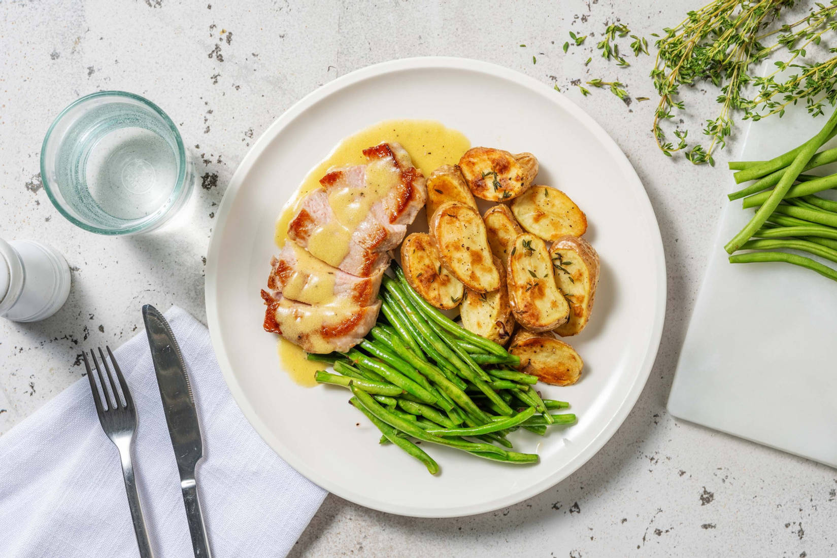 Escalope de jambon arrosée d'une vinaigrette au citron