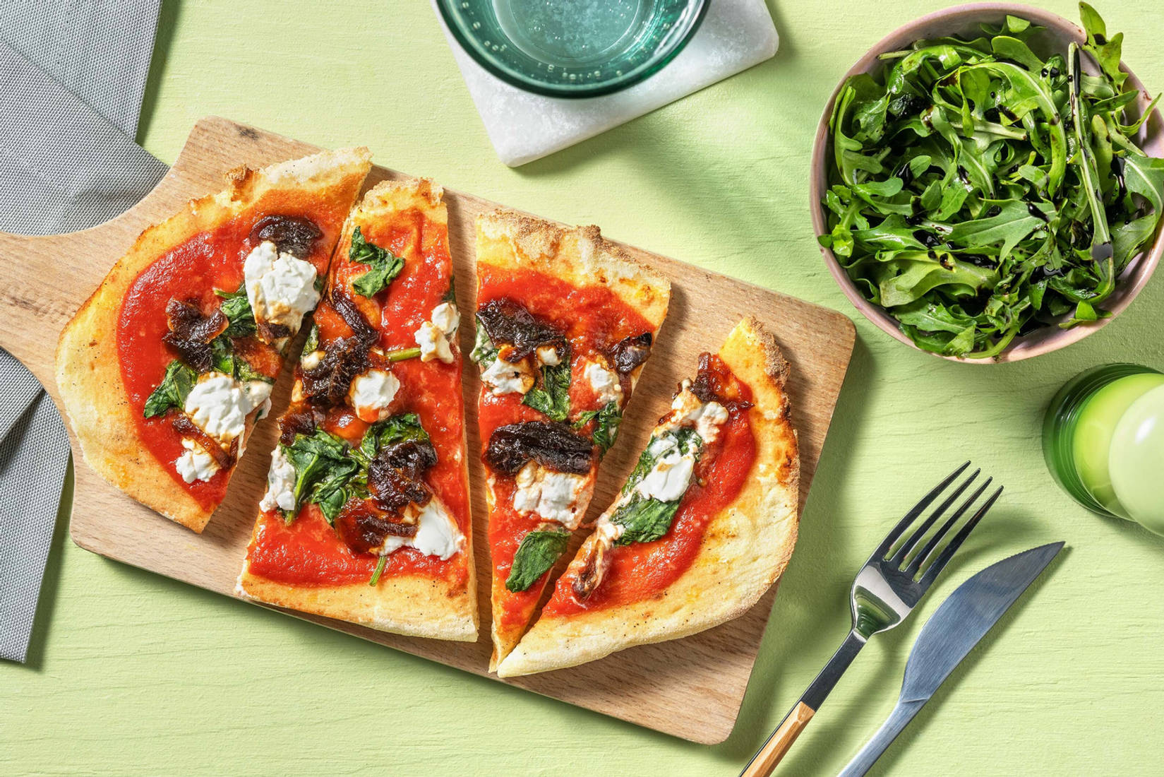 Baked Goat's Cheese & Caramelised Onion Naanizza