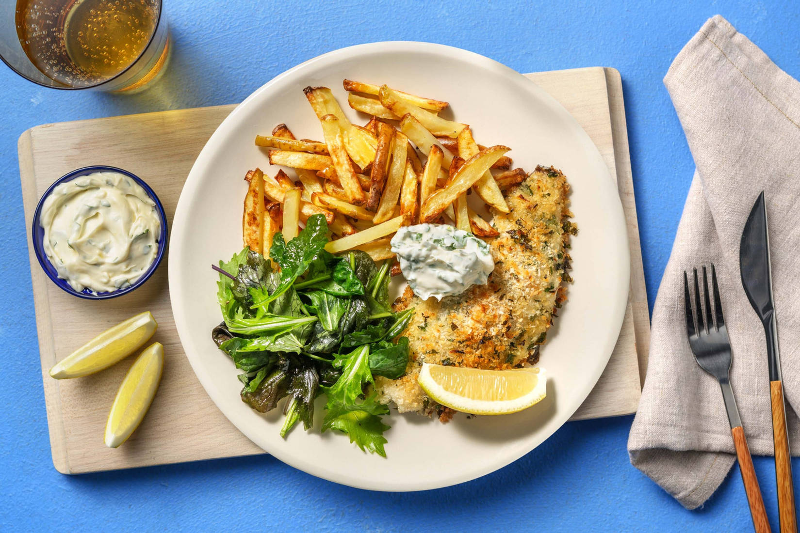 Breaded Sea Bass and Chips