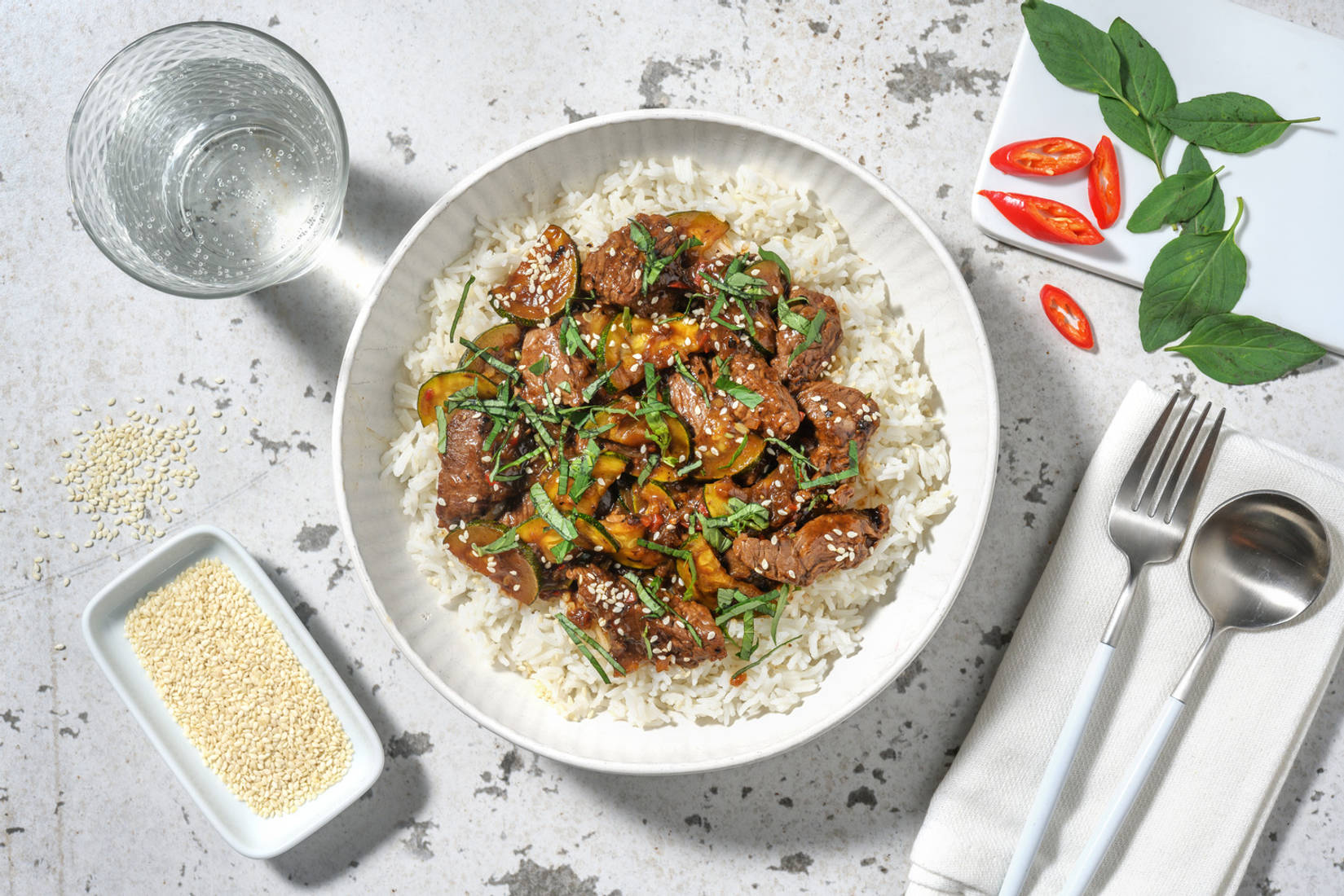 Bœuf sauté au basilic thaï