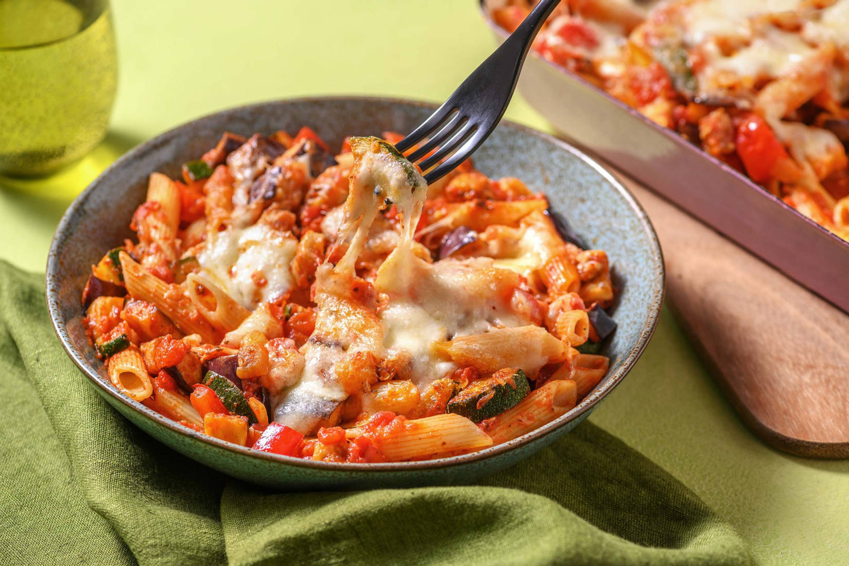 Courgette al forno et penne