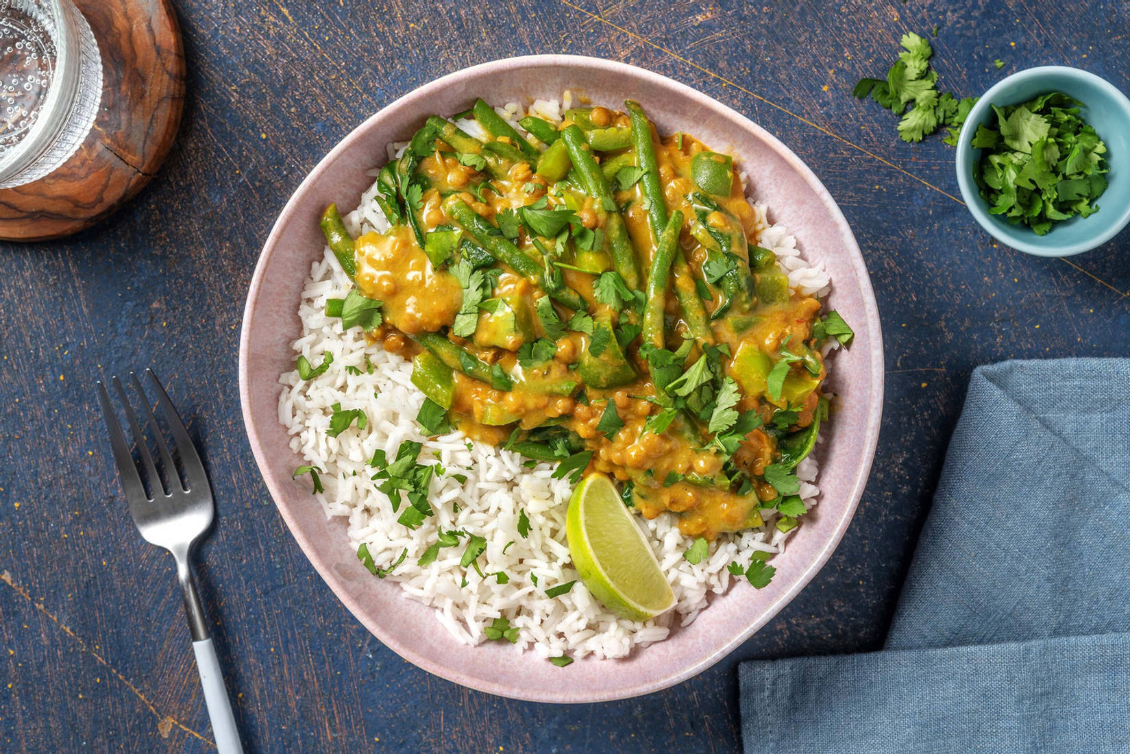 Curry Thai di lenticchie e fagiolini