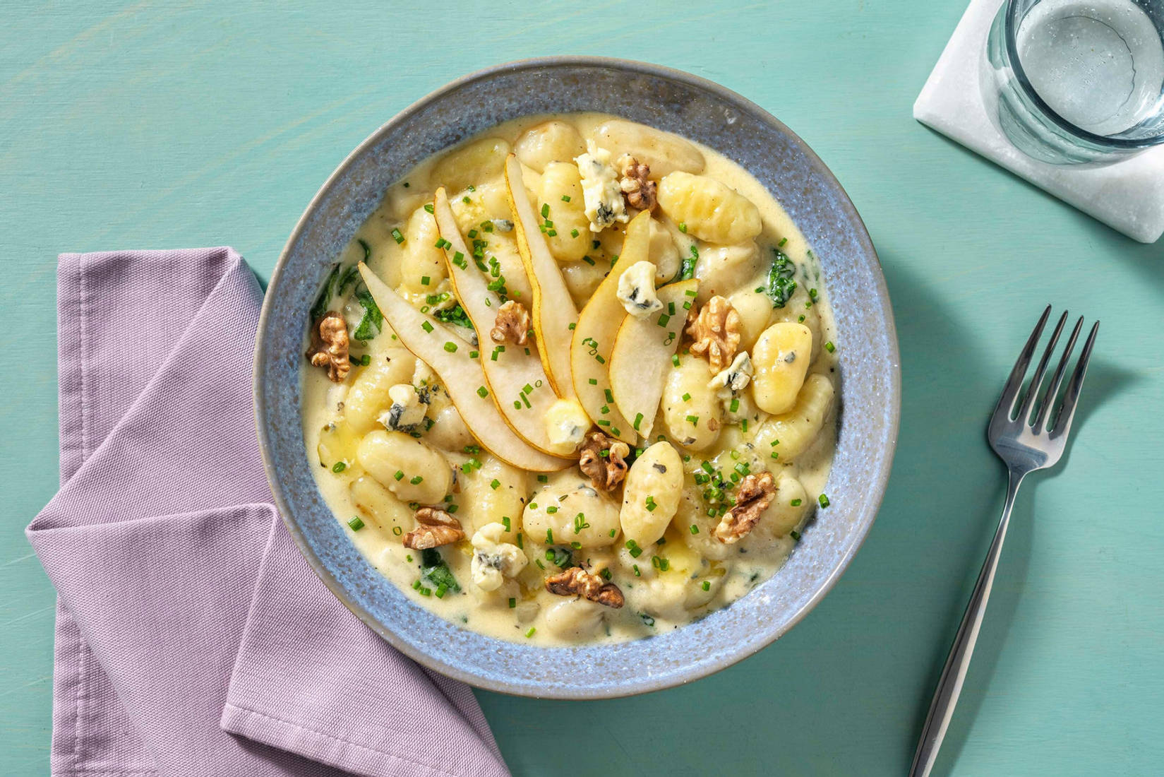 Gnocchi in Cremesoße aus Blauschimmelkäse