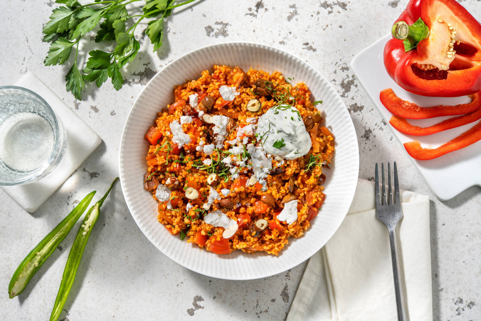 Boulgour pilaf à la libanaise & sauce yaourt