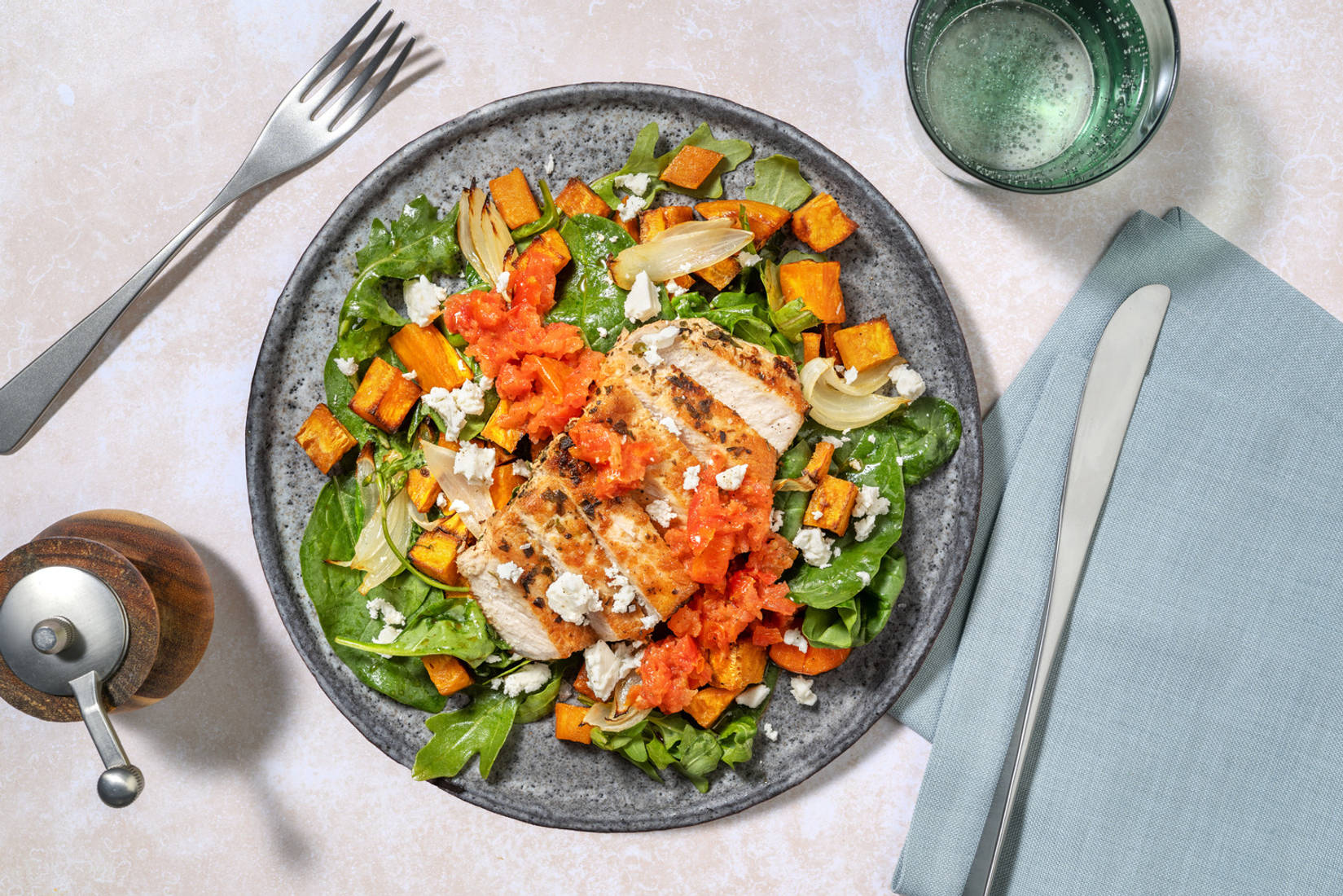 Double Garlicky Pork & Roast Veggie Toss