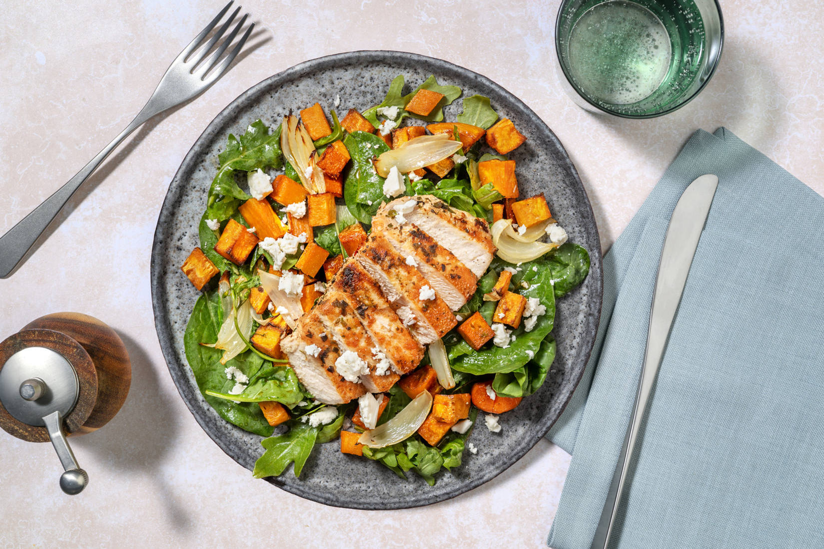 Garlicky Pork & Roast Veggie Toss