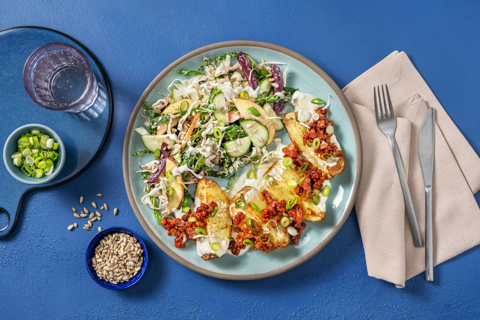 American-style bakad potatis och stekt bacon