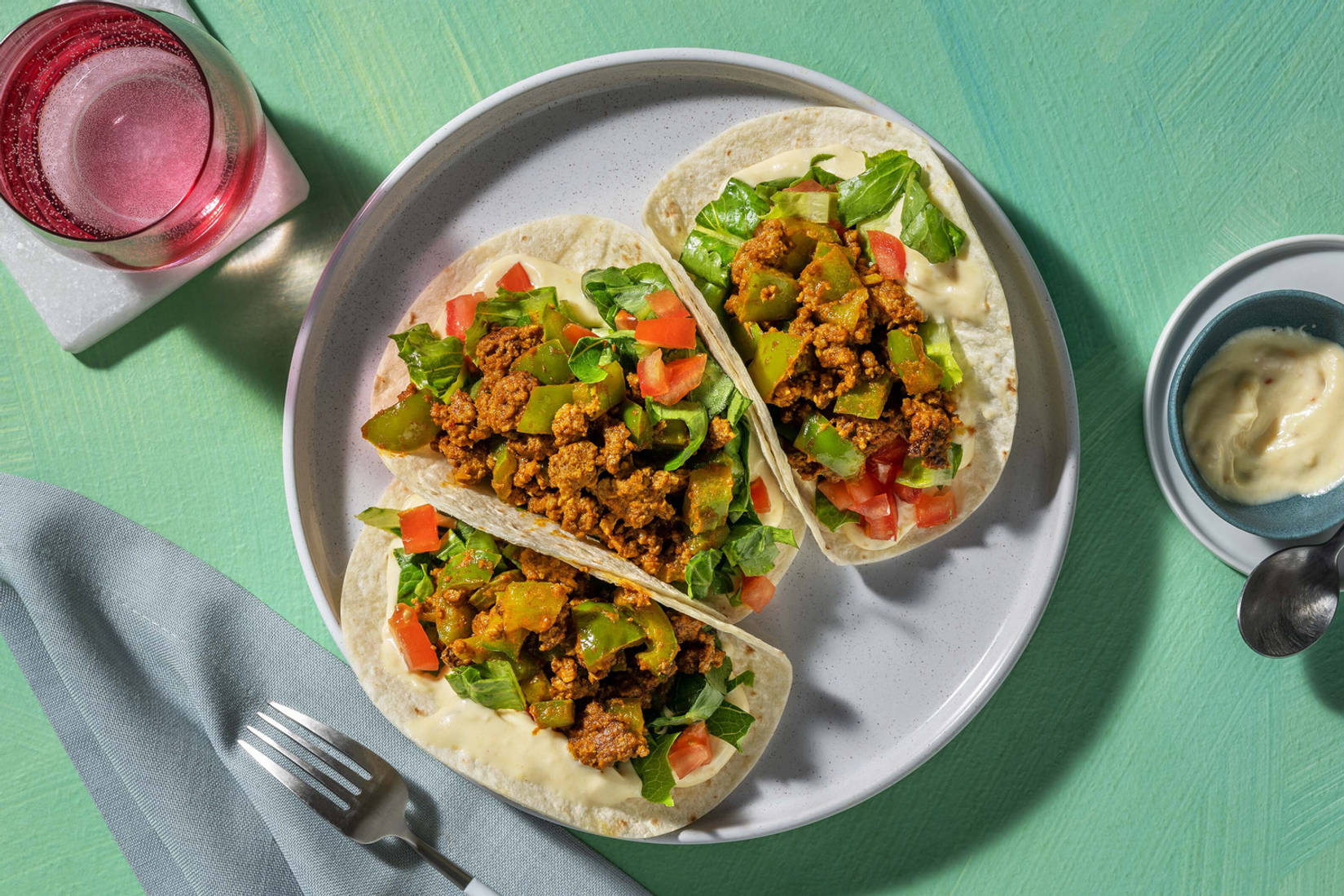 Indian Spiced Beef and Pepper Tacos