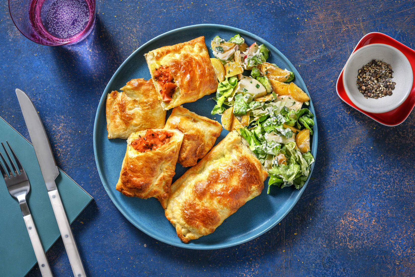 Veggie kipstukjes in bladerdeeg met knapperige appelsalade