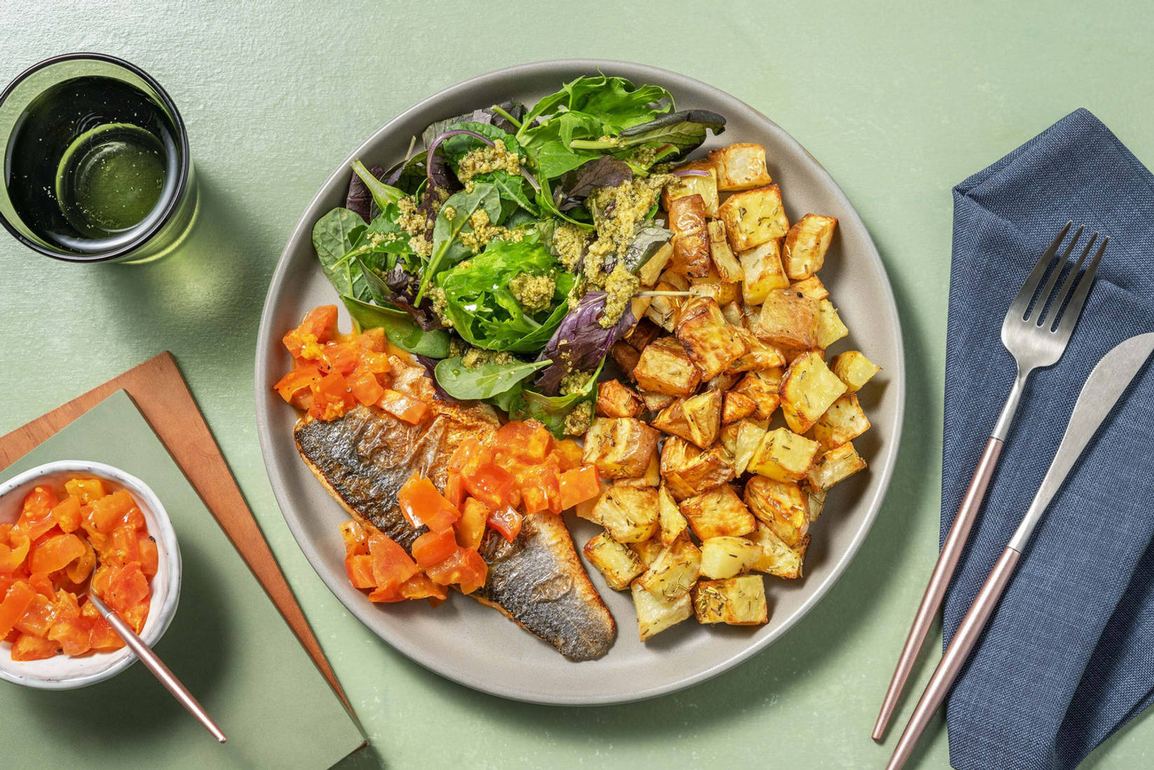 Pan-Seared Sea Bass and Warm Tomato Salsa