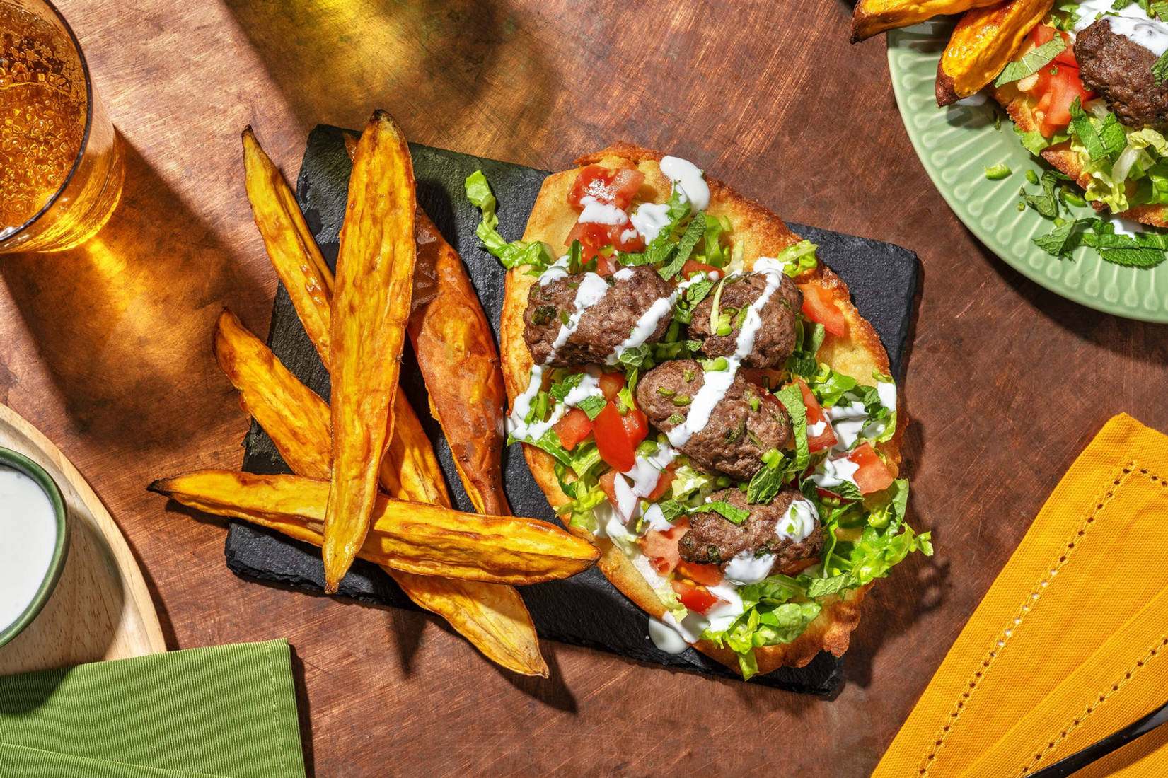 Herby Lamb Koftas on Garlic Naans