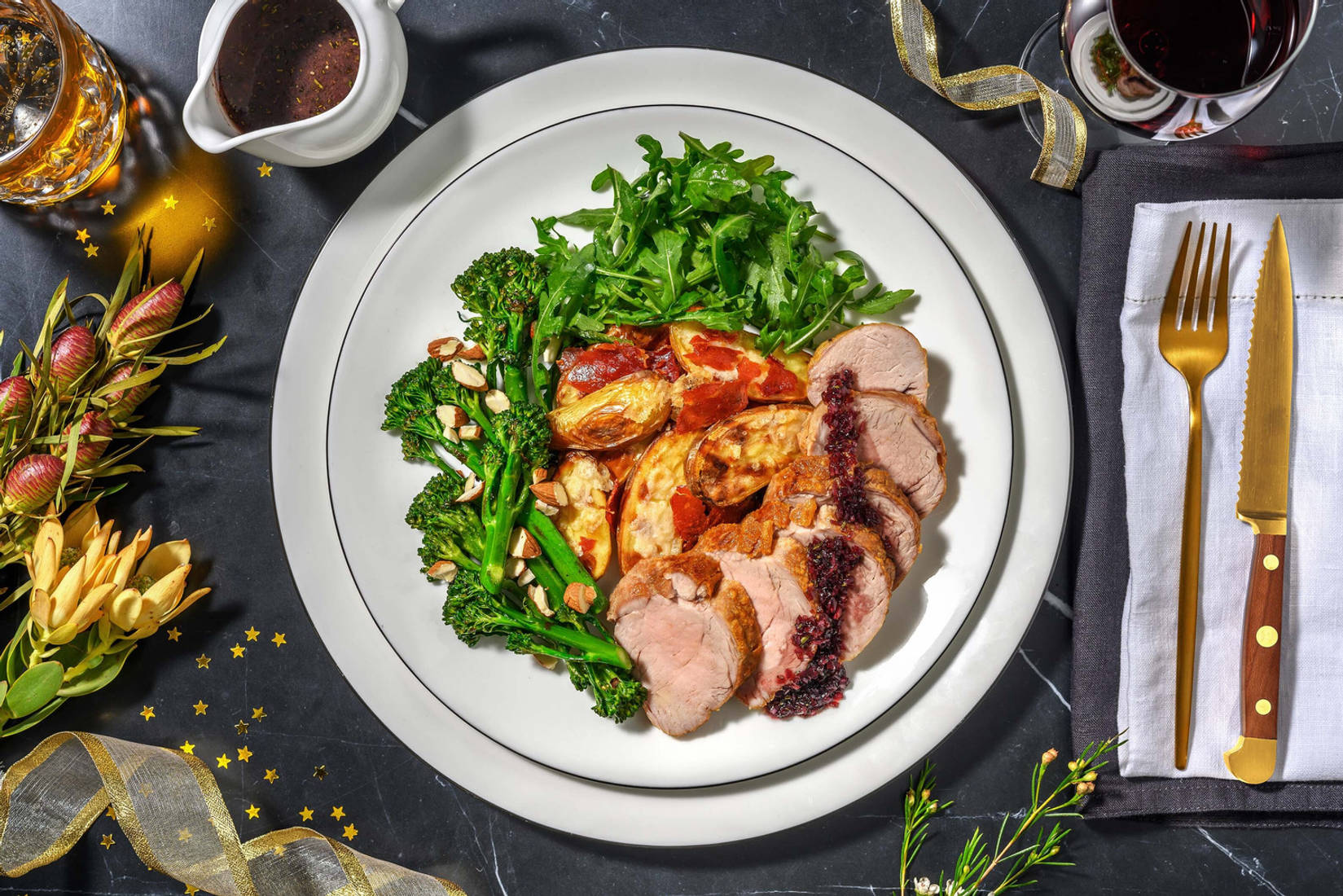 Stekt fläskytterfilé och rödvinssås