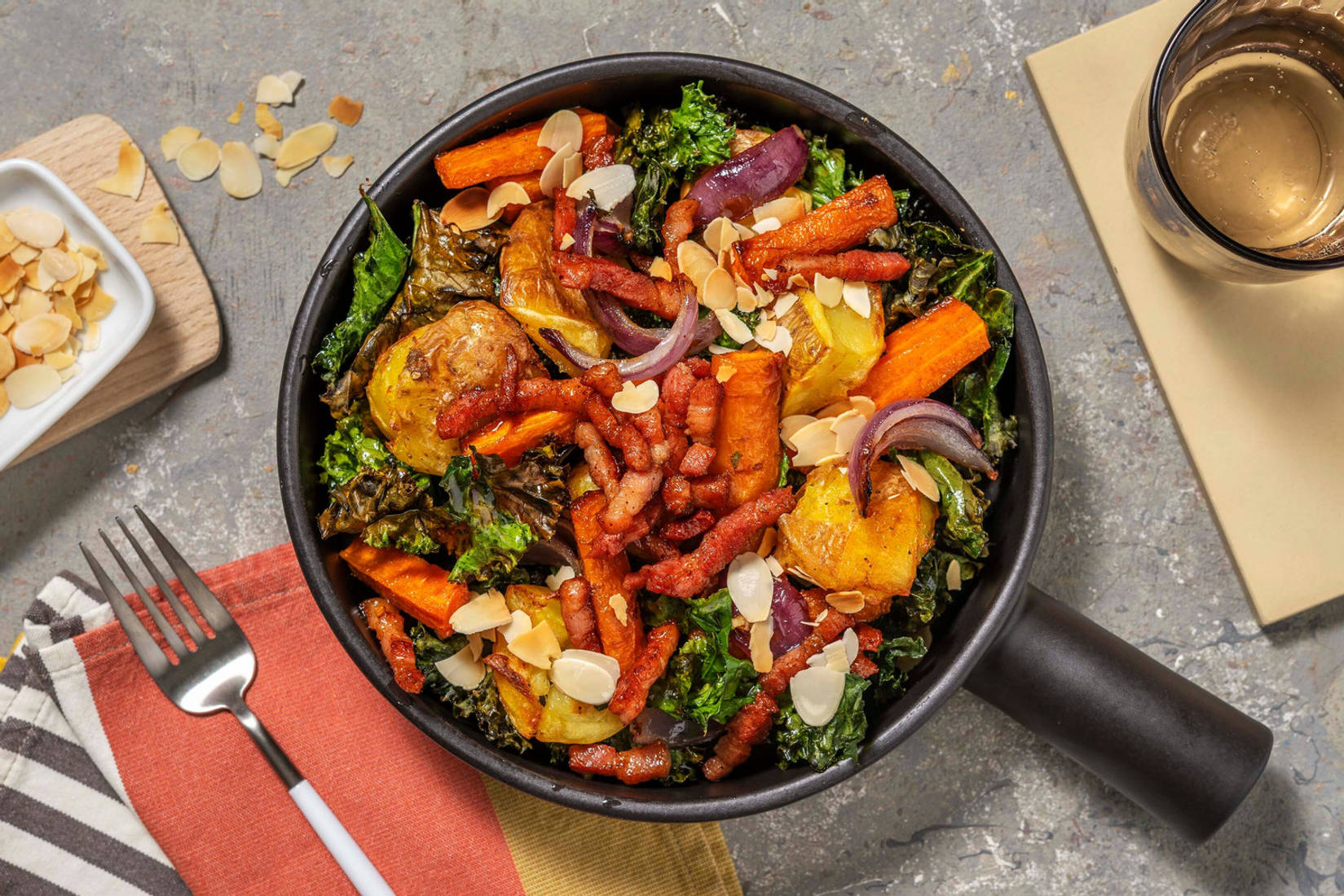 Roast Potato, Bacon and Crispy Kale Salad