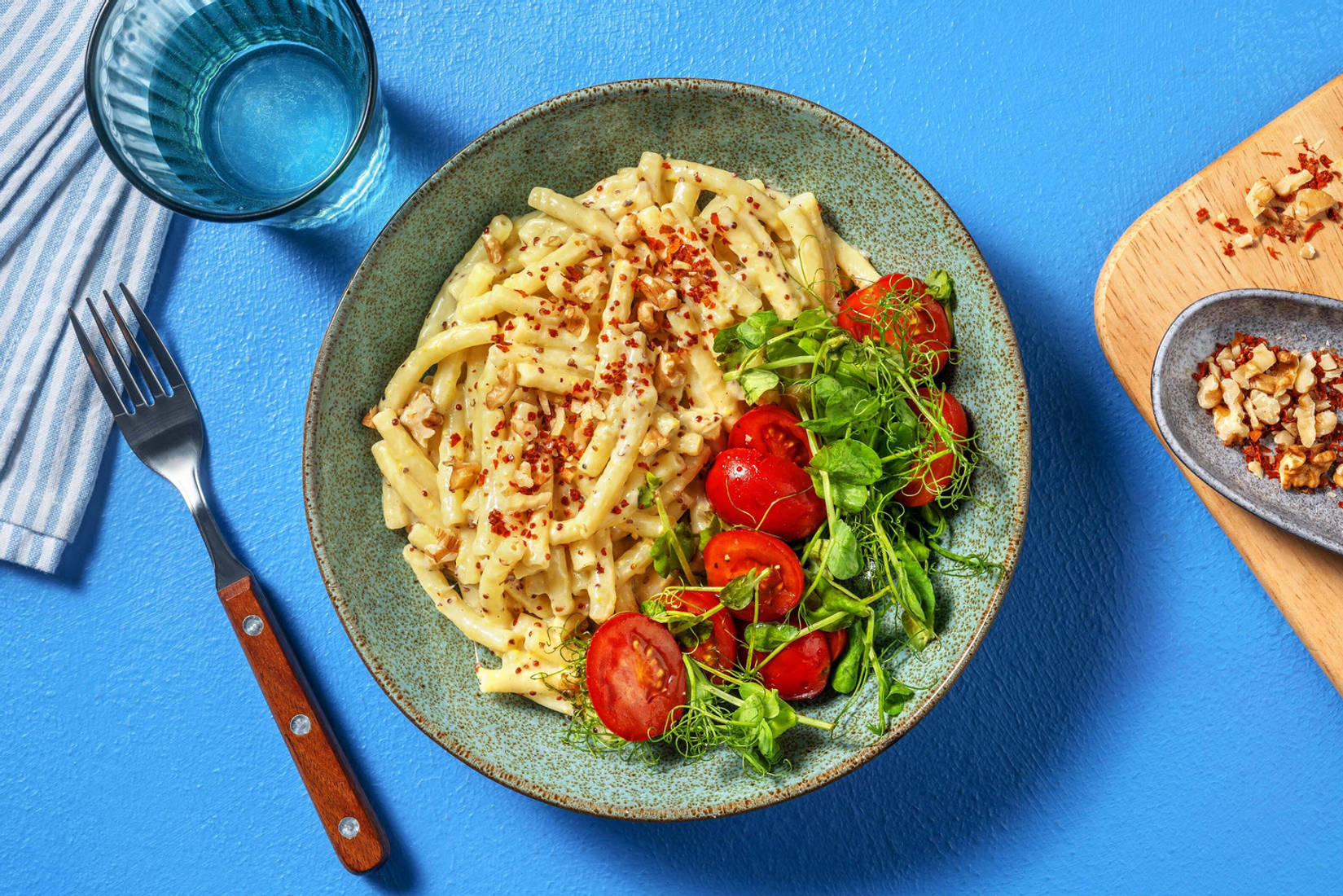 Mac & Cheese and Spicy Walnut Sprinkle