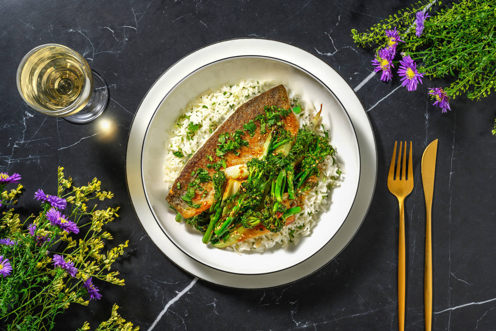 Crispy Sea Bream and Lime Coriander Rice