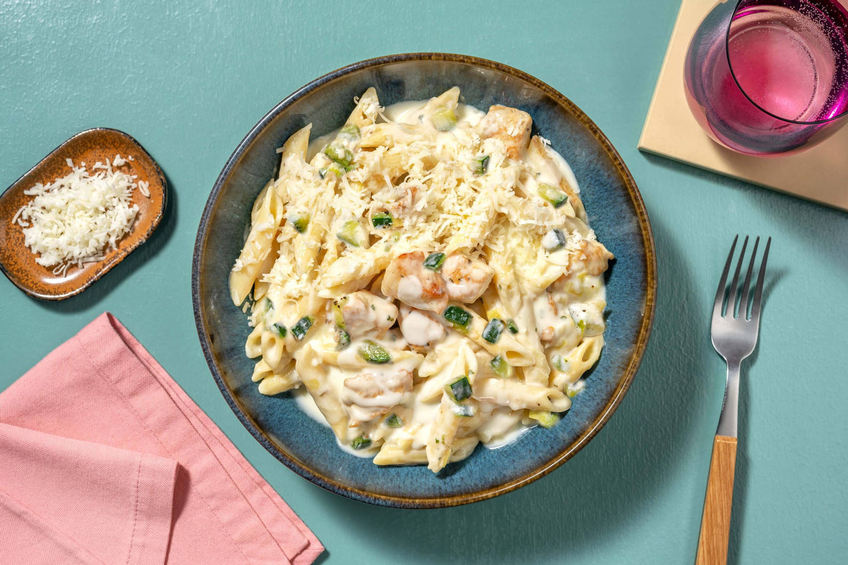 Pâtes au poulet façon Alfredo
