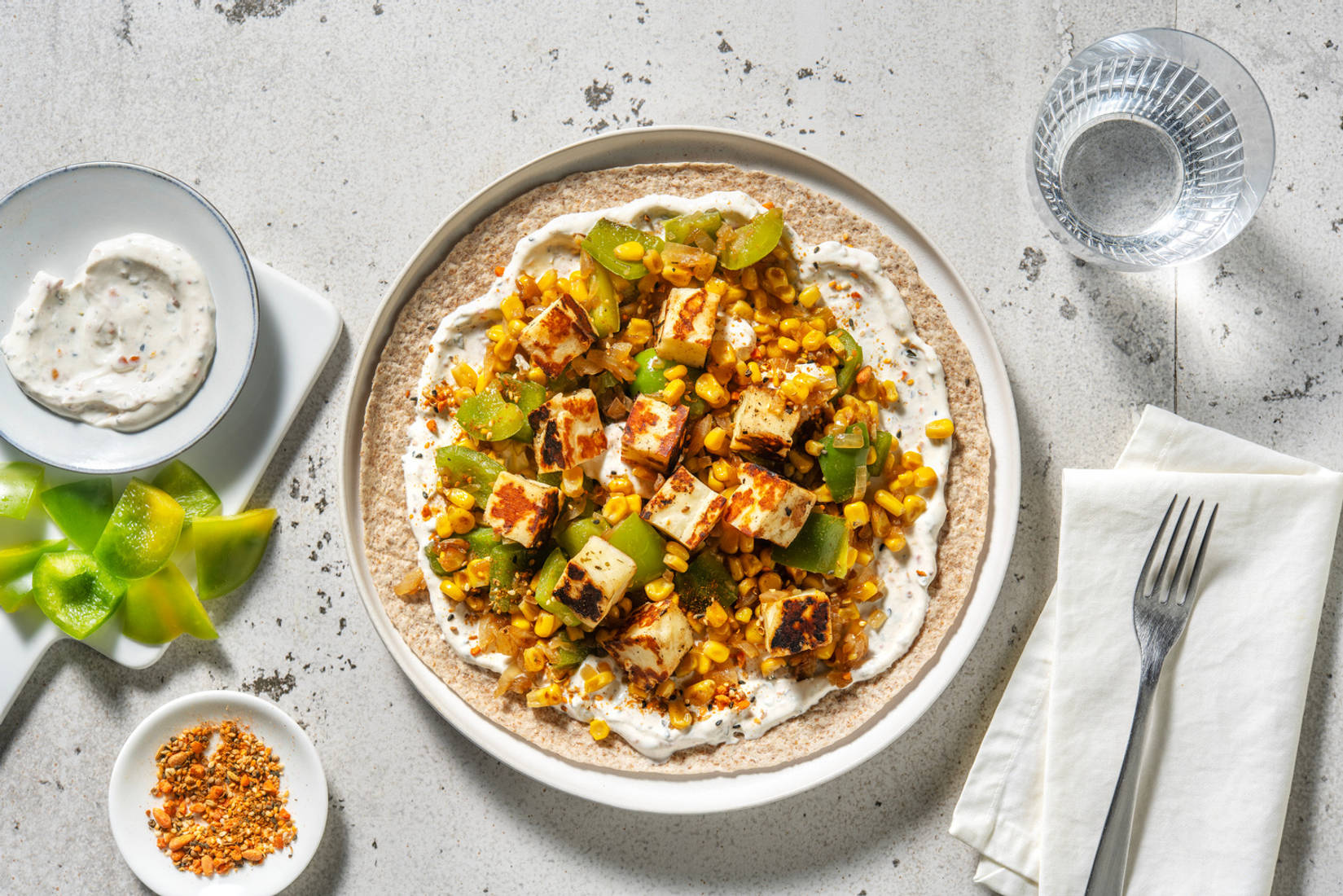 Tortilla al formaggio stile Cipro e mazzancolle