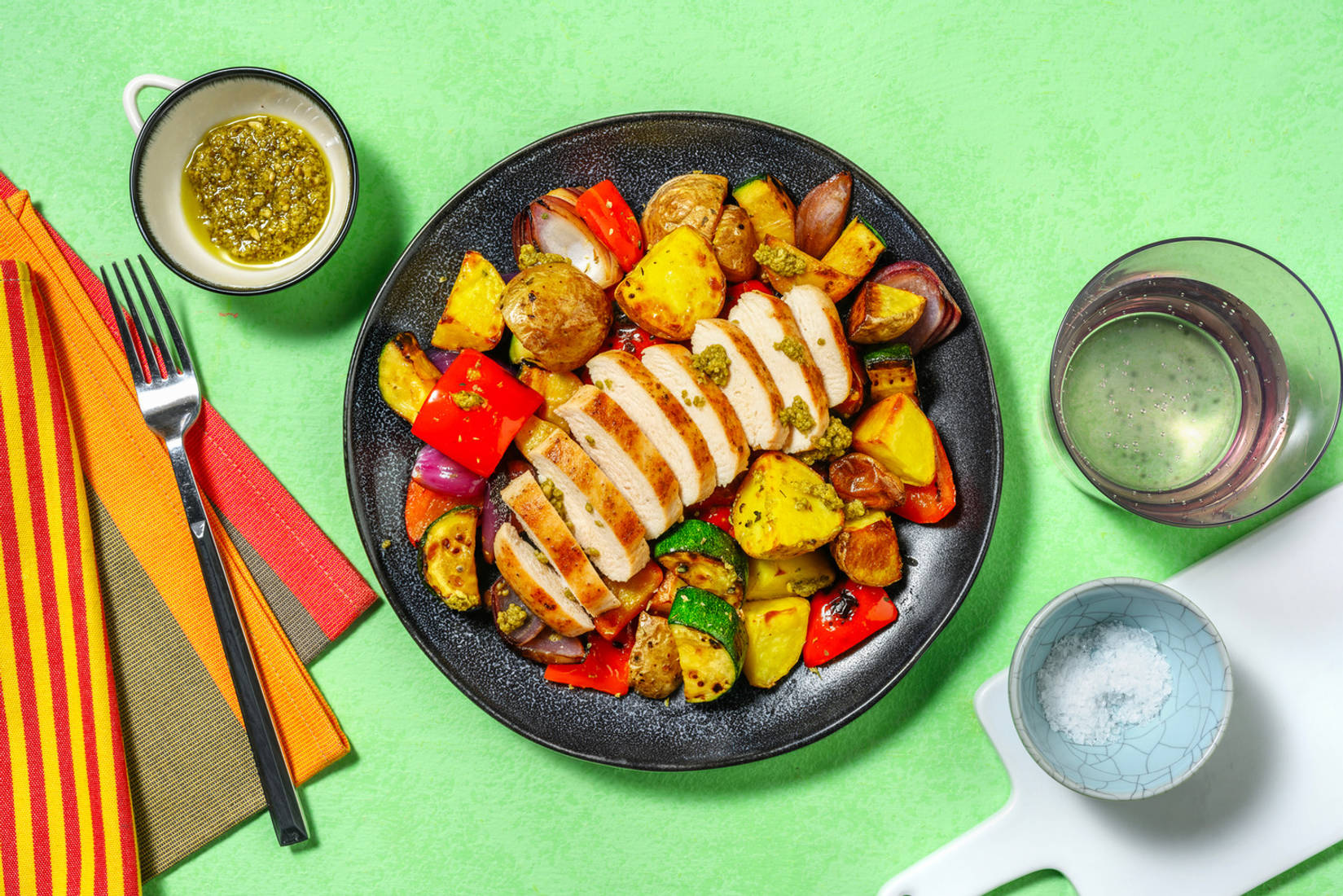 Oven-Baked Chicken and Pesto Drizzle