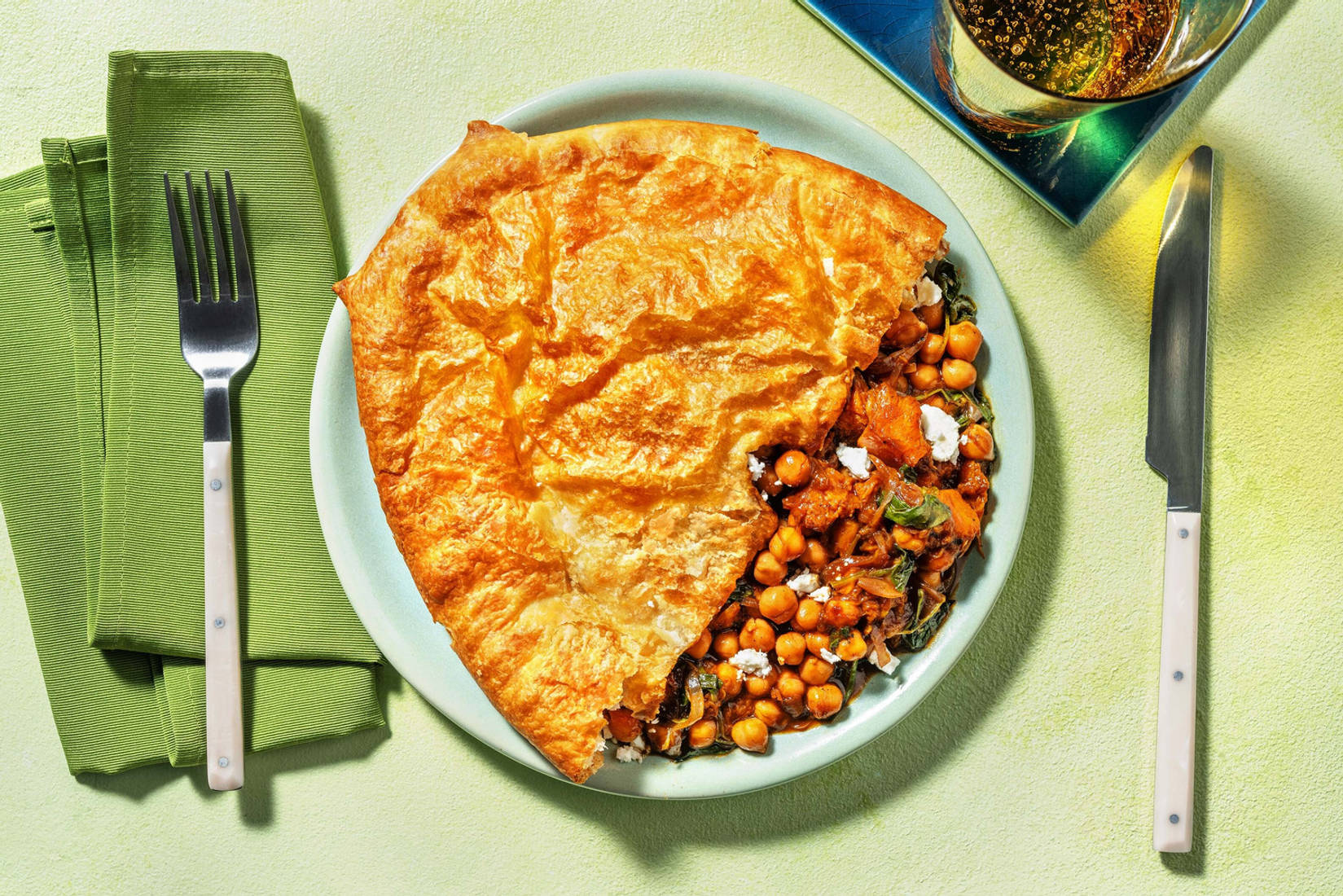 Harissa Sweet Potato and Chickpea Pie