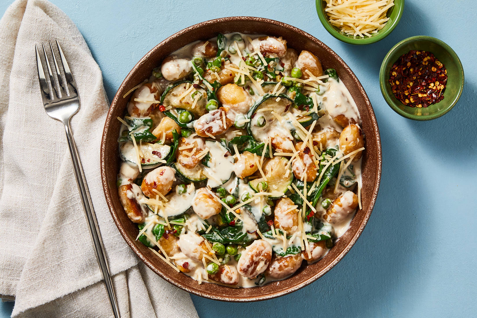 Gnocchi poêlés aux crevettes et au parmesan