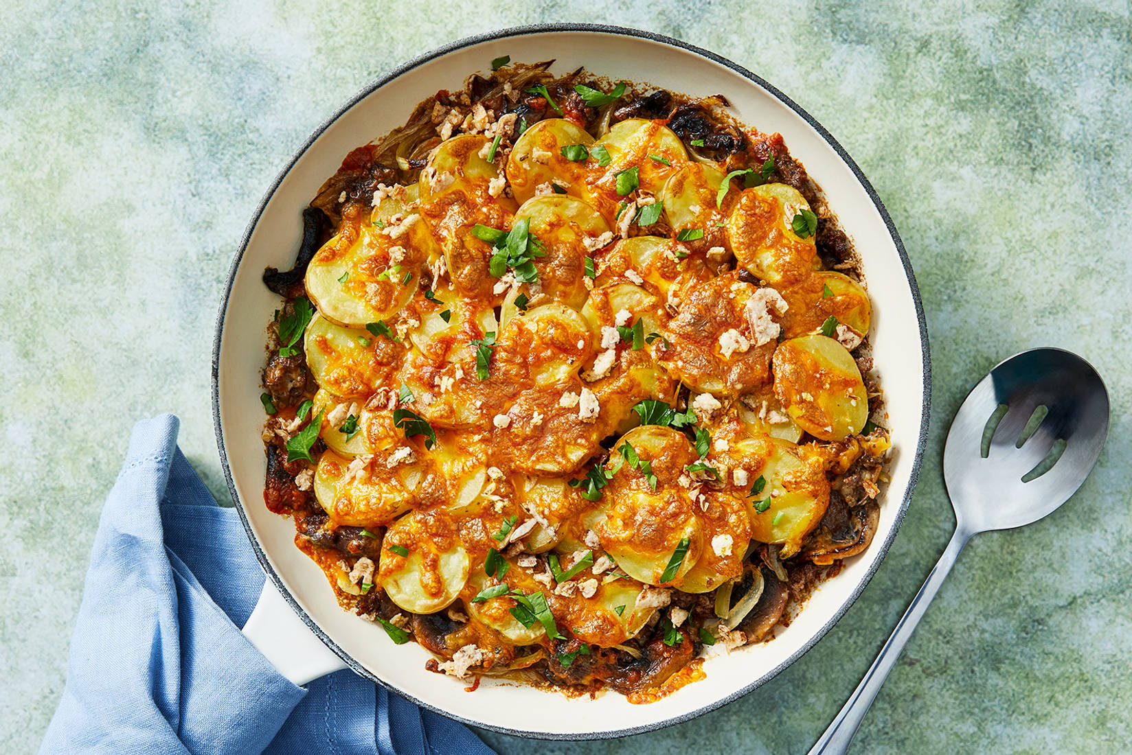 Cheesy Beyond Meat® and Potato Casserole