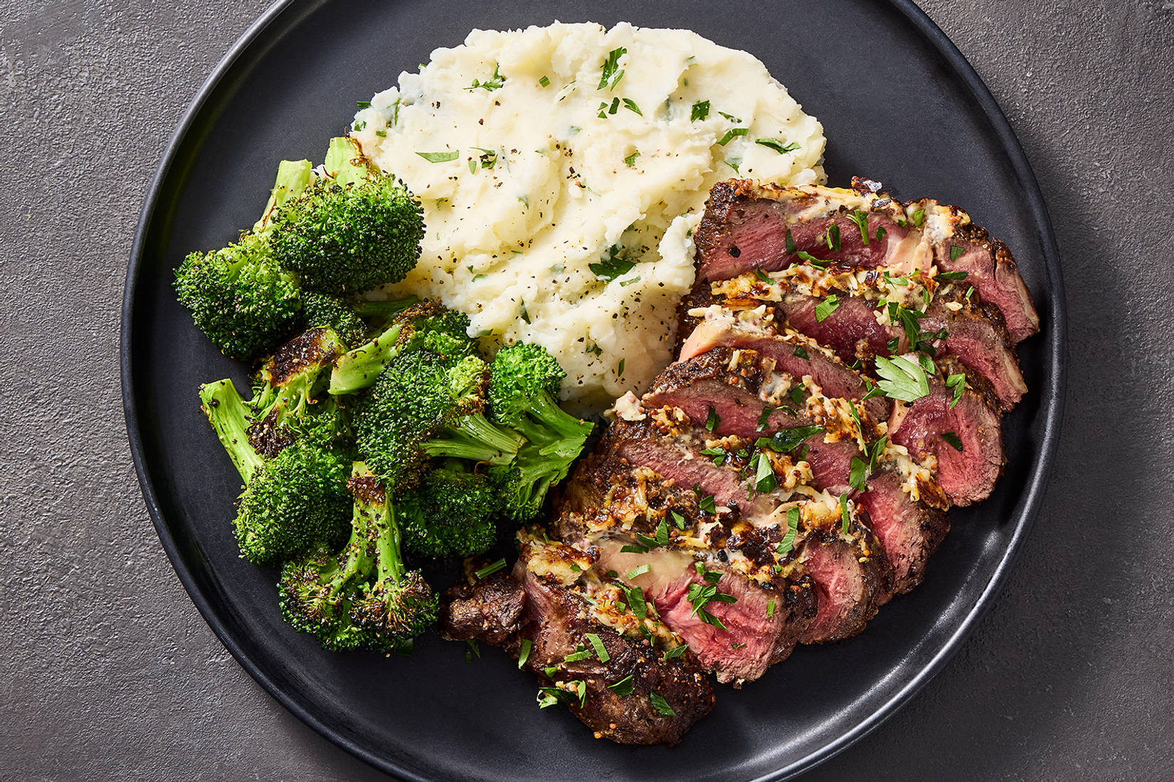 Mustard-and-Parmesan-Crusted Double Striploin Steak