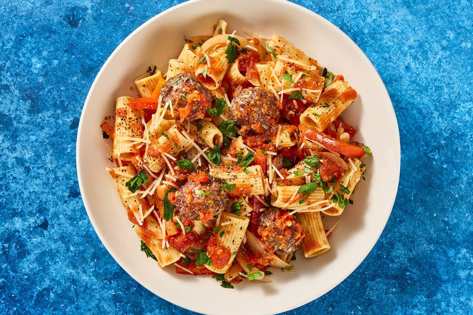 Beef Meatballs and Pepperonata