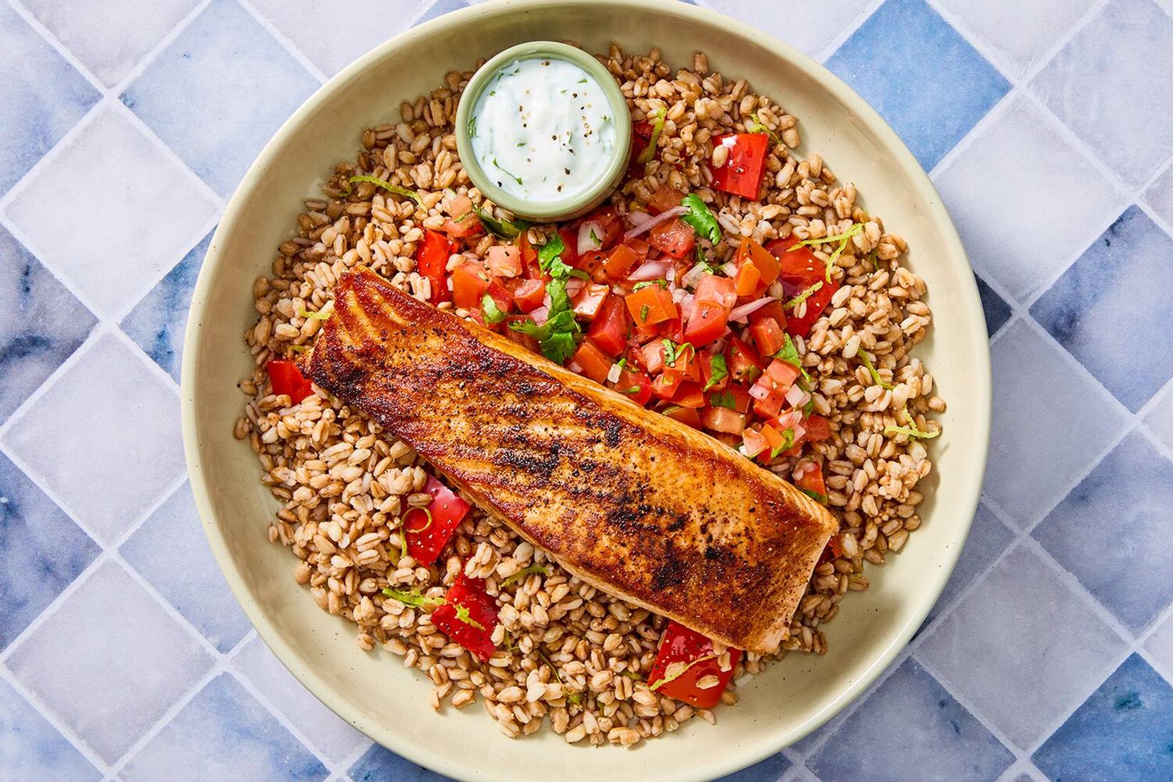 Chipotle Double Salmon and Farro Bowls