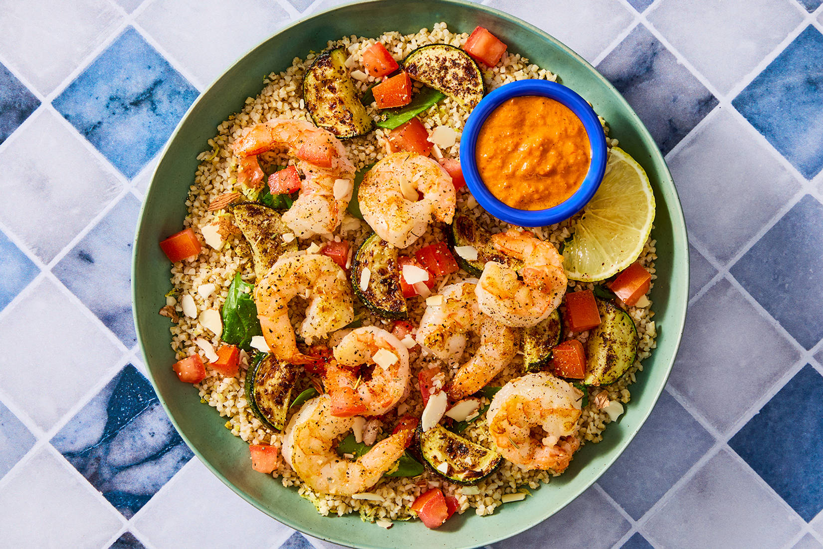 Mediterranean-Style Shrimp Bulgur Bowls