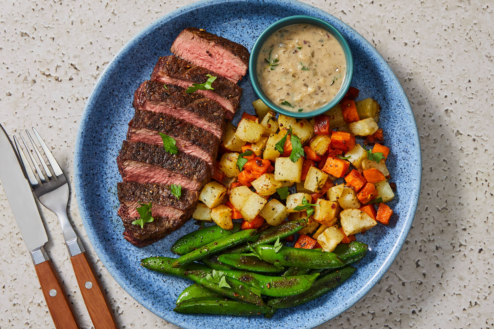 Beef-Ribeye and Creamy Shallot Sauce