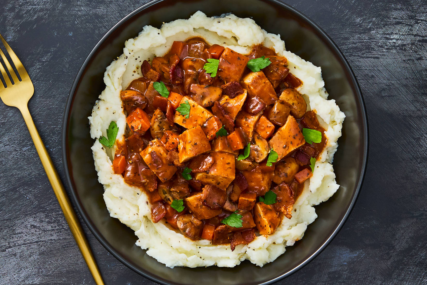 Chicken & Bacon Bourguignon